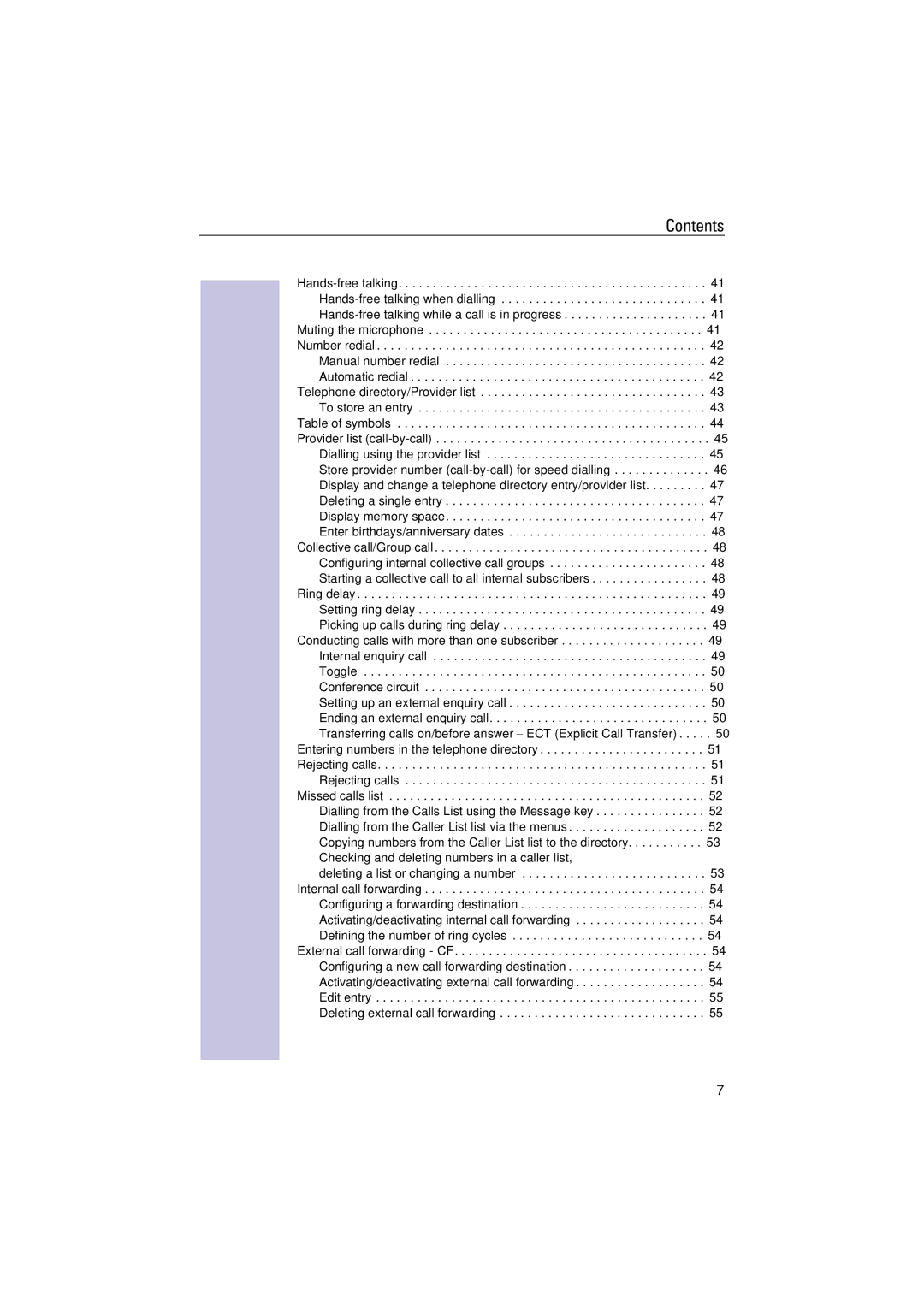 Siemens 4110 operating instructions Contents 