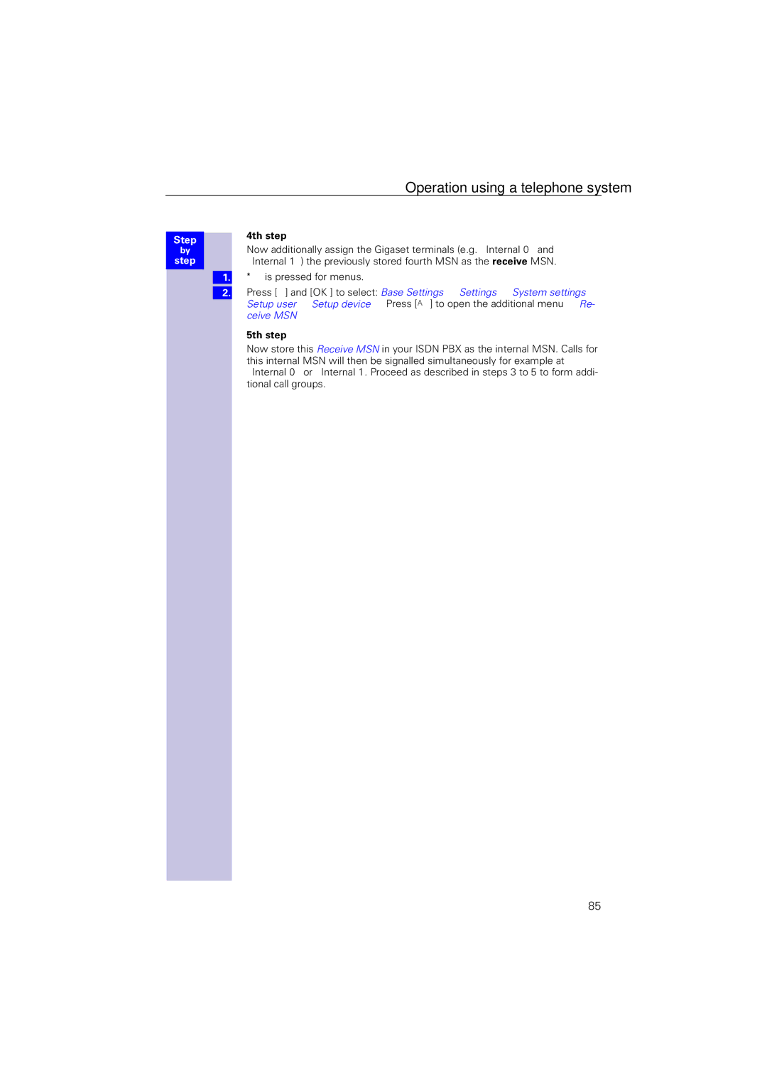 Siemens 4110 operating instructions 4th step, 5th step 