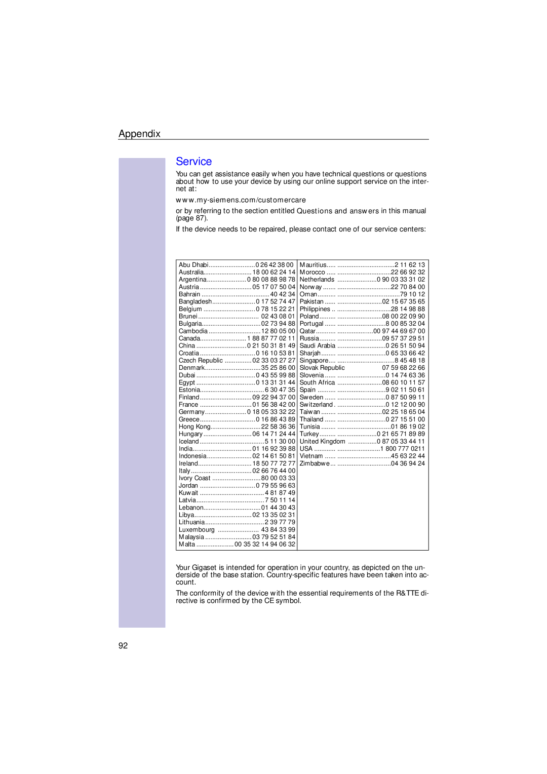 Siemens 4110 operating instructions Service 