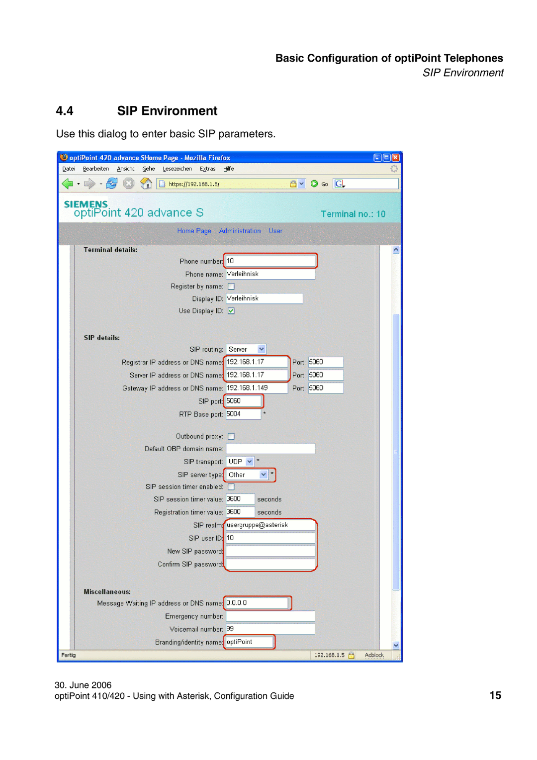 Siemens 410 S, 420 S manual SIP Environment 