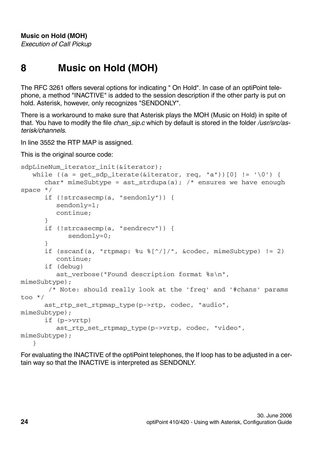 Siemens 420 S, 410 S manual Music on Hold MOH, SdpLineNumiteratorinit&iterator 