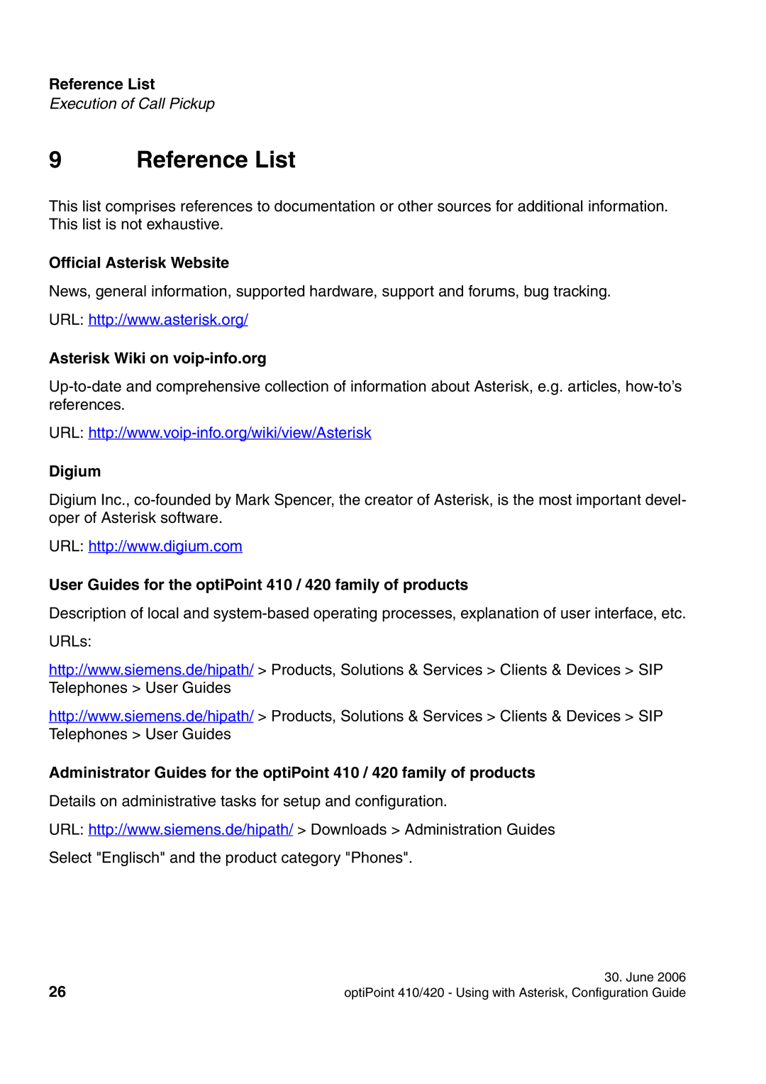 Siemens 420 S, 410 S manual Reference List 