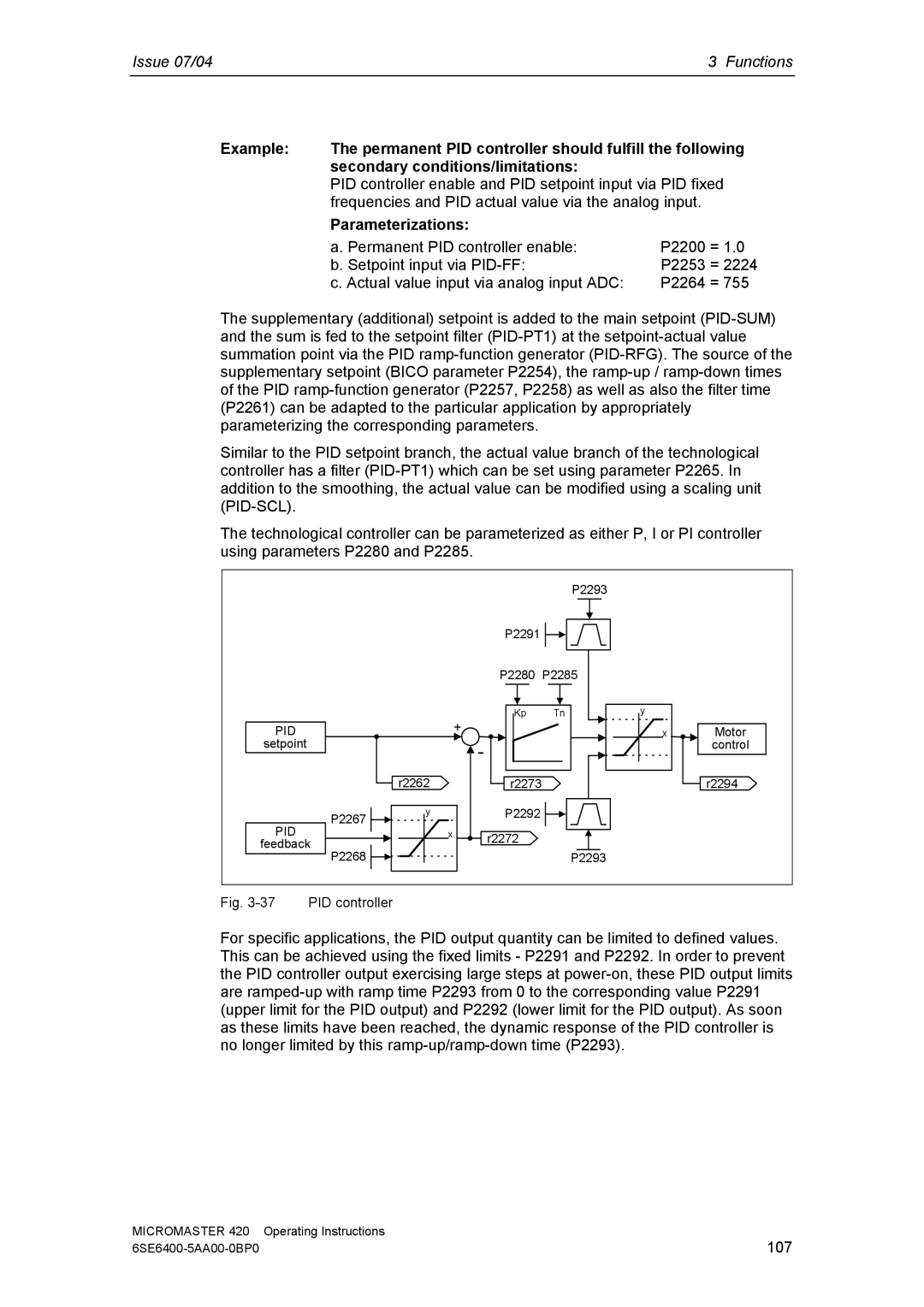 Siemens 420 manual Parameterizations 