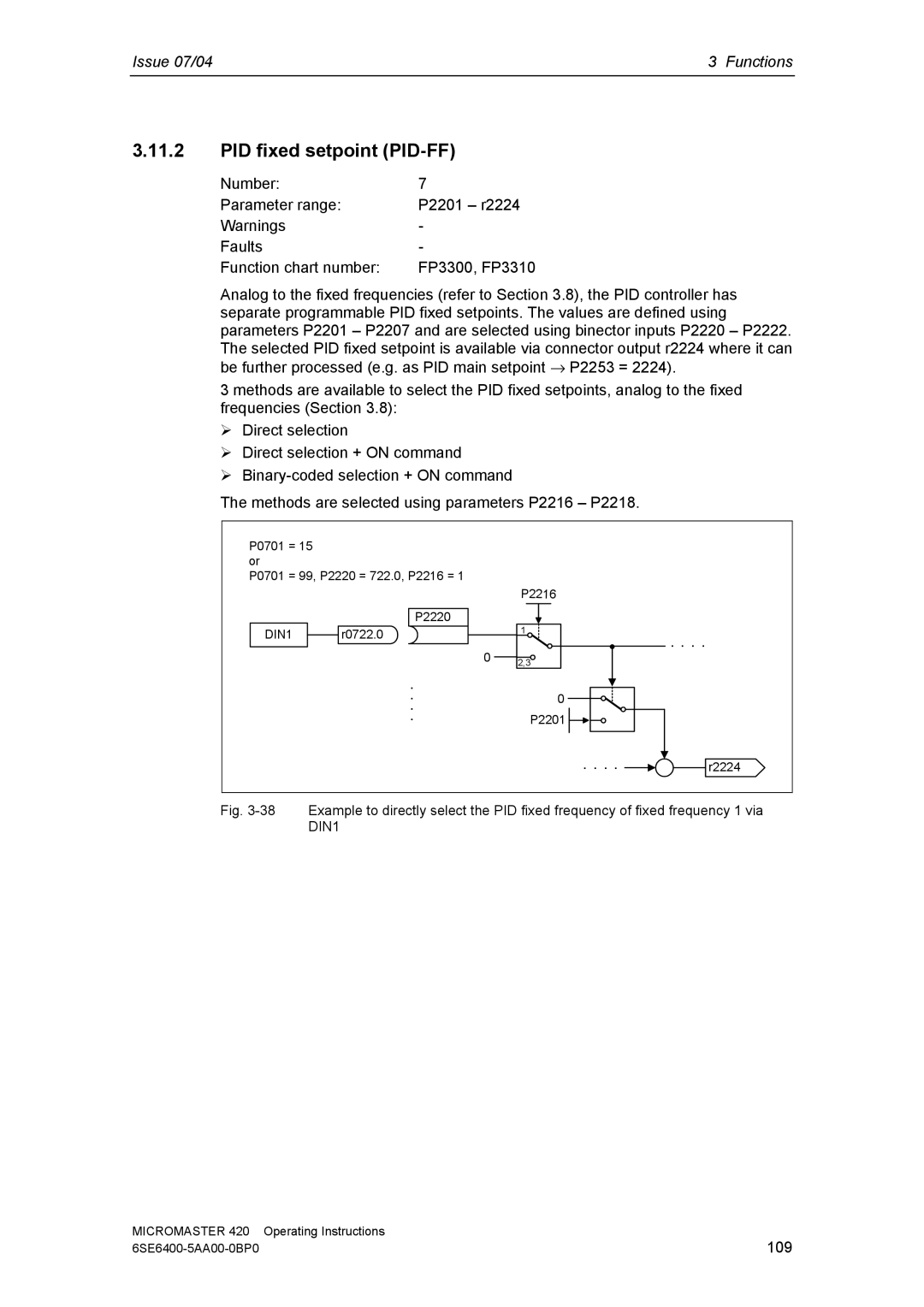 Siemens 420 manual PID fixed setpoint PID-FF 