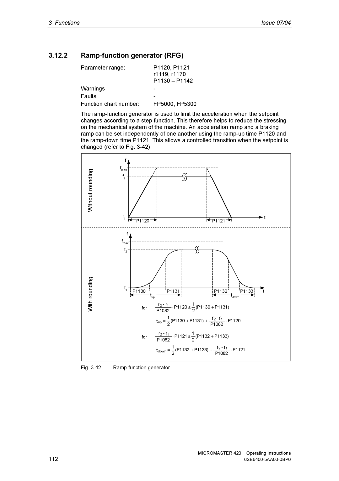 Siemens 420 manual Ramp-function generator RFG, With rounding 