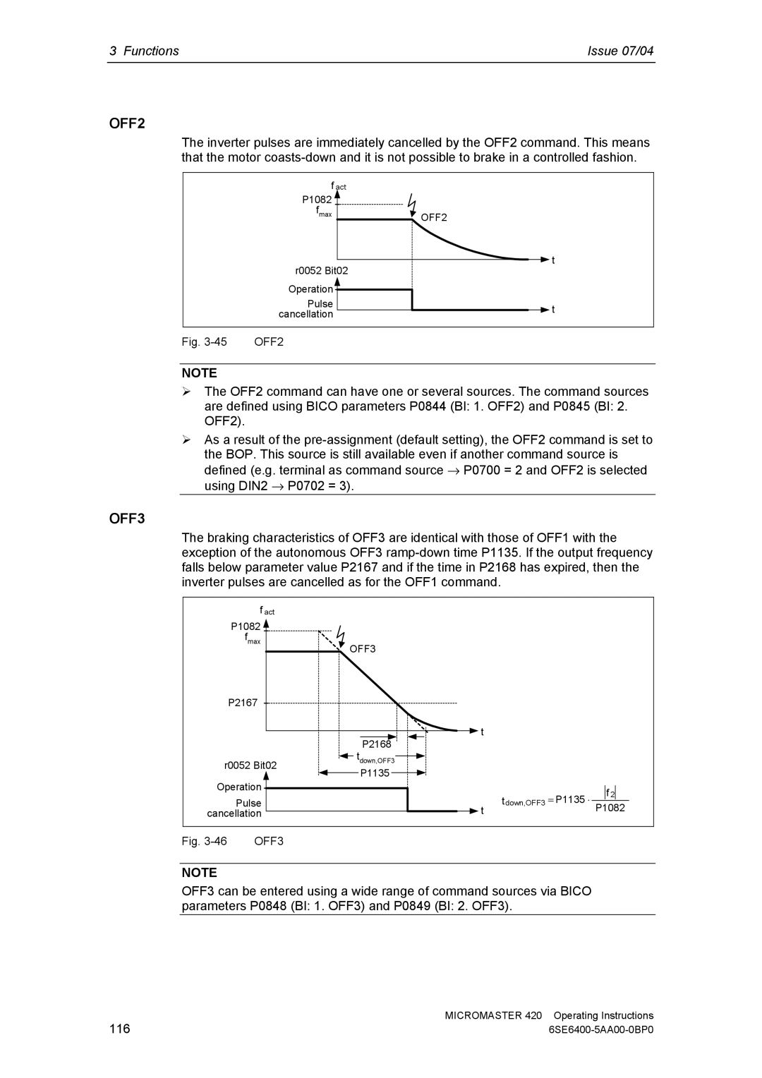 Siemens 420 manual OFF2 