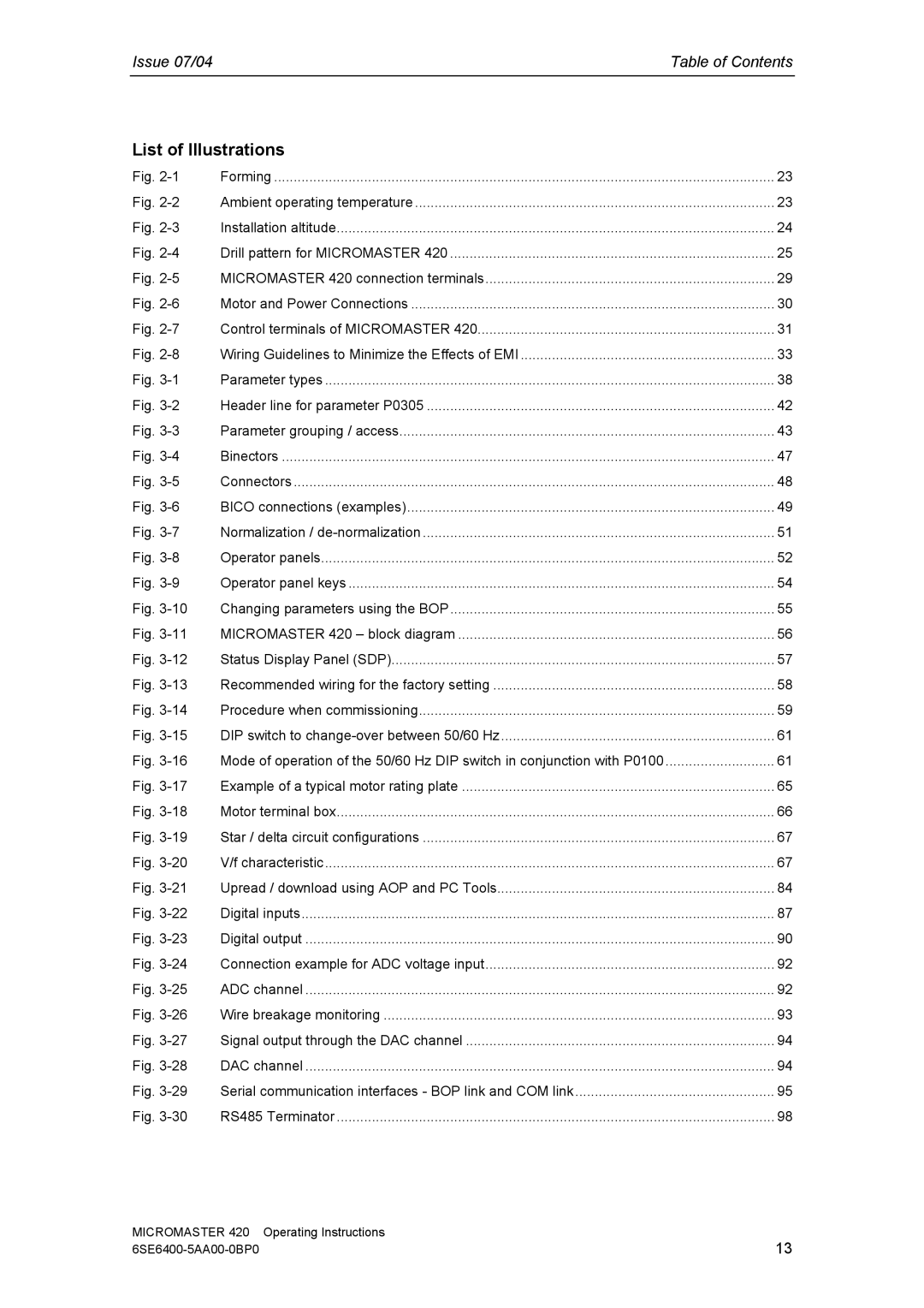 Siemens 420 manual List of Illustrations 