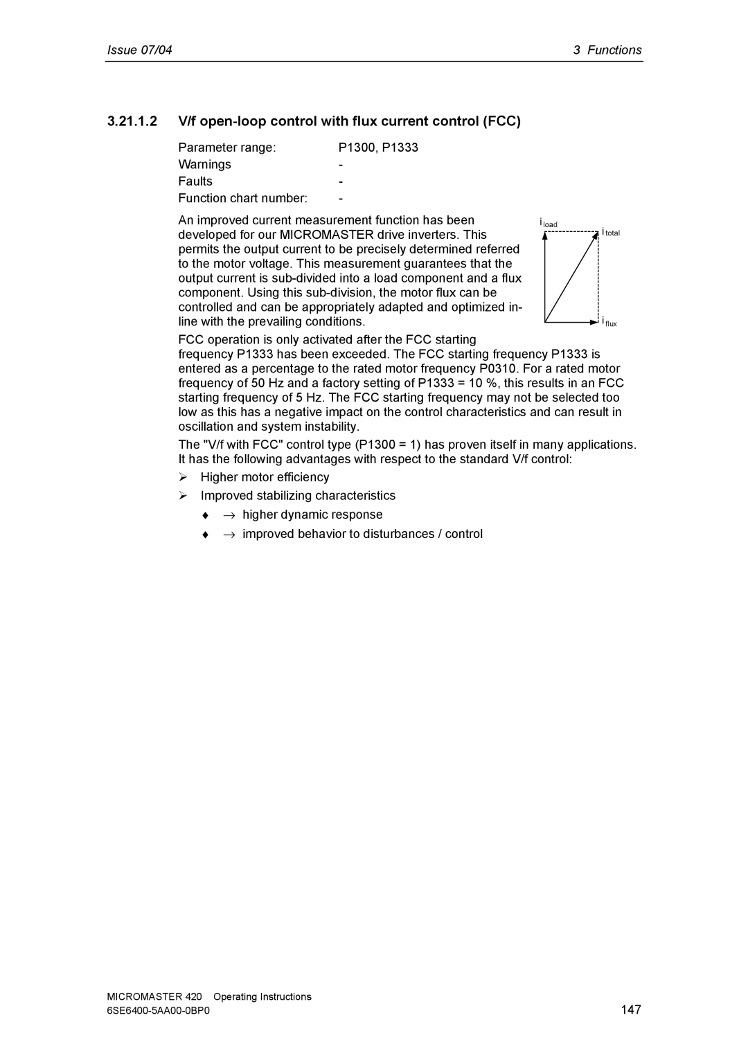 Siemens 420 manual 21.1.2 V/f open-loop control with flux current control FCC 