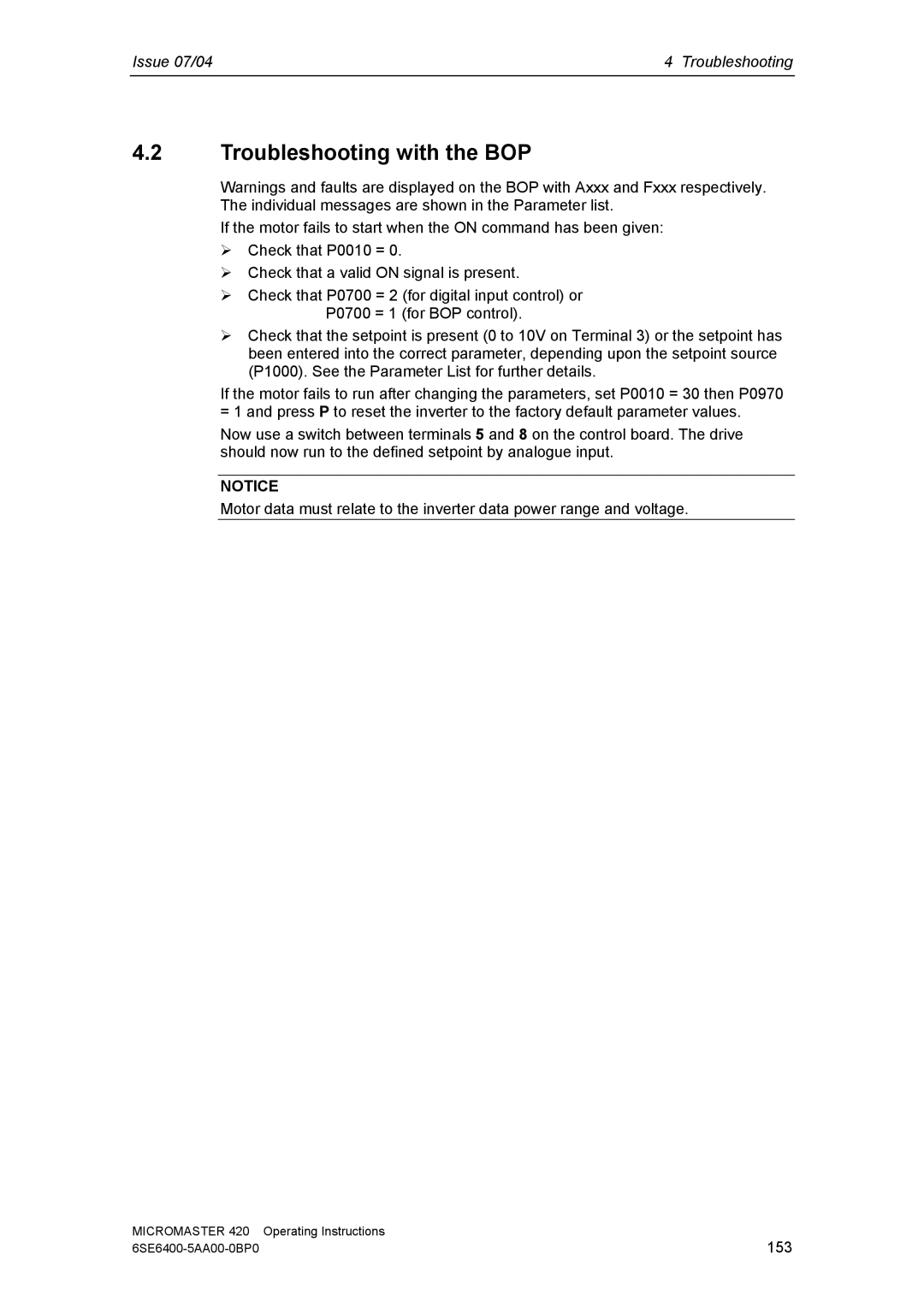 Siemens 420 manual Troubleshooting with the BOP 