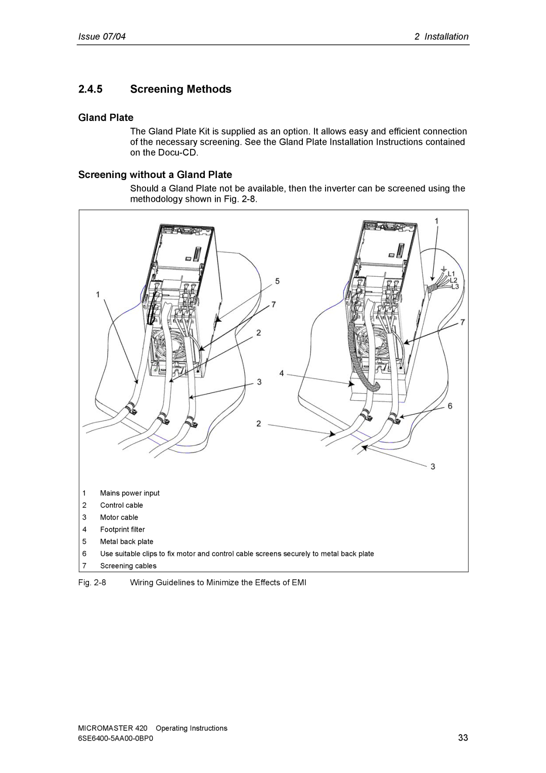 Siemens 420 manual Screening Methods, Screening without a Gland Plate 