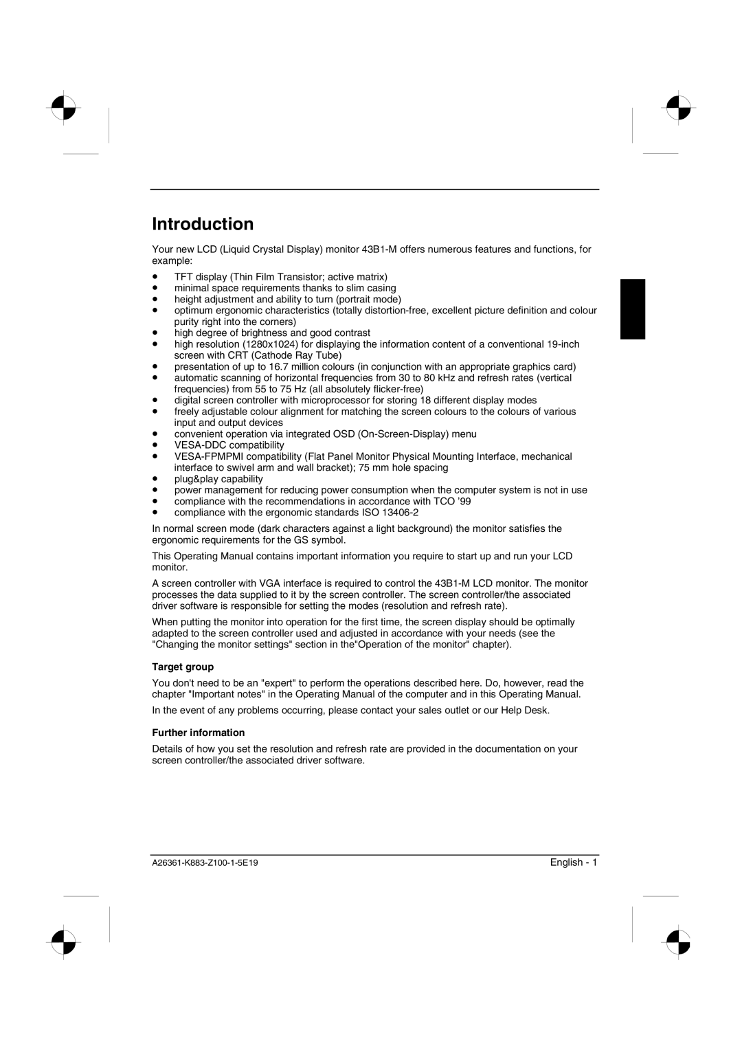 Siemens 43B1-M manual Introduction, Target group, Further information 