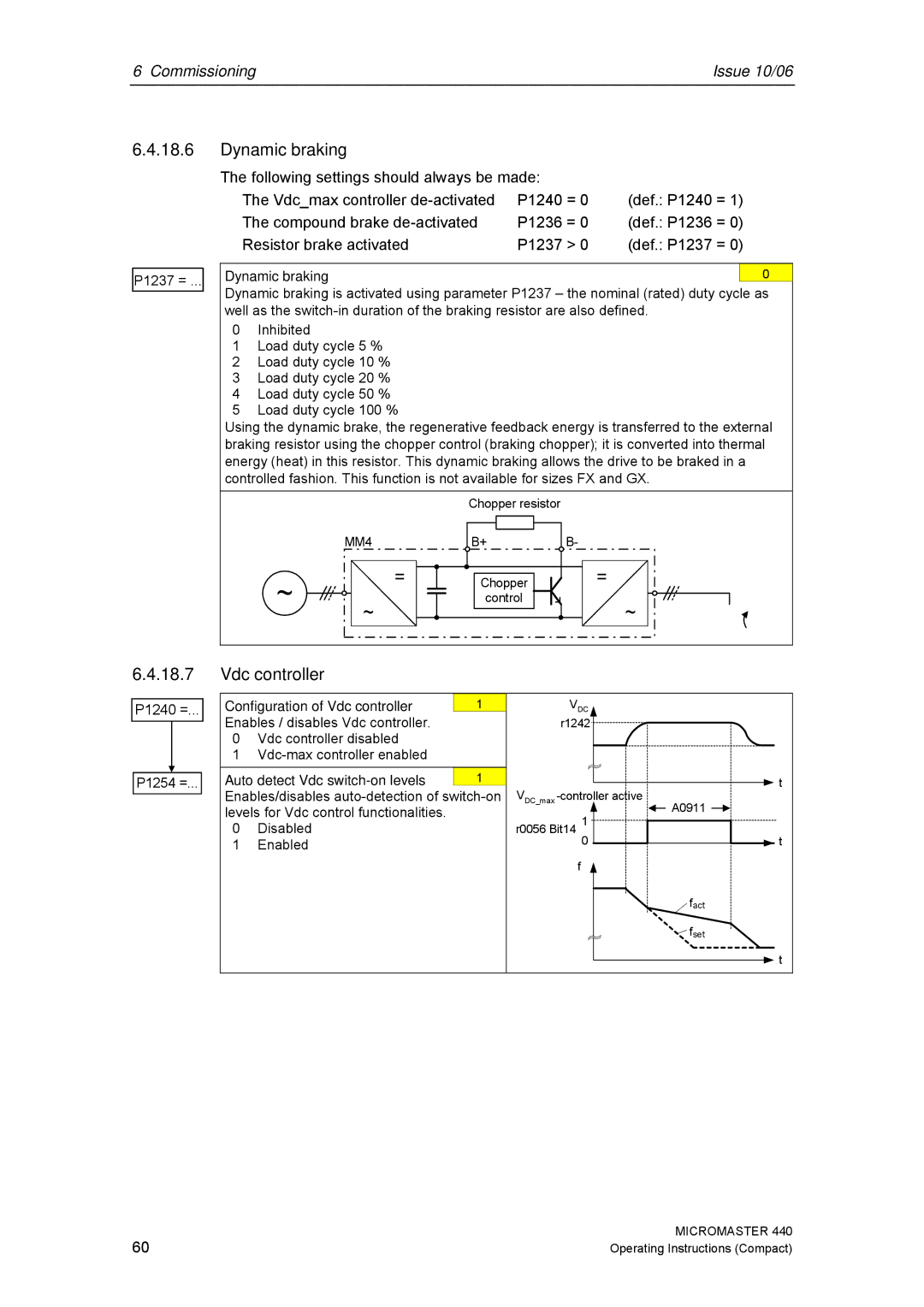 Siemens 440 operating instructions Dynamic braking, 18.7, Vdc controller 