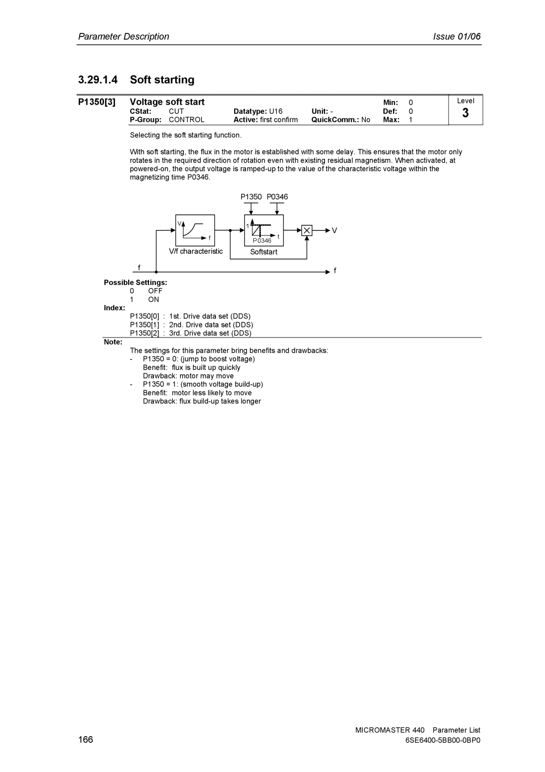 Siemens 440 manual P13503 Voltage soft start, 166 