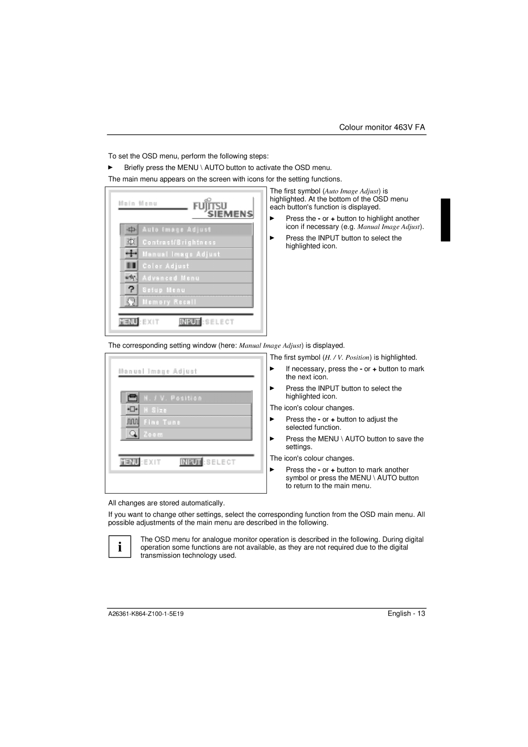 Siemens manual Colour monitor 463V FA 