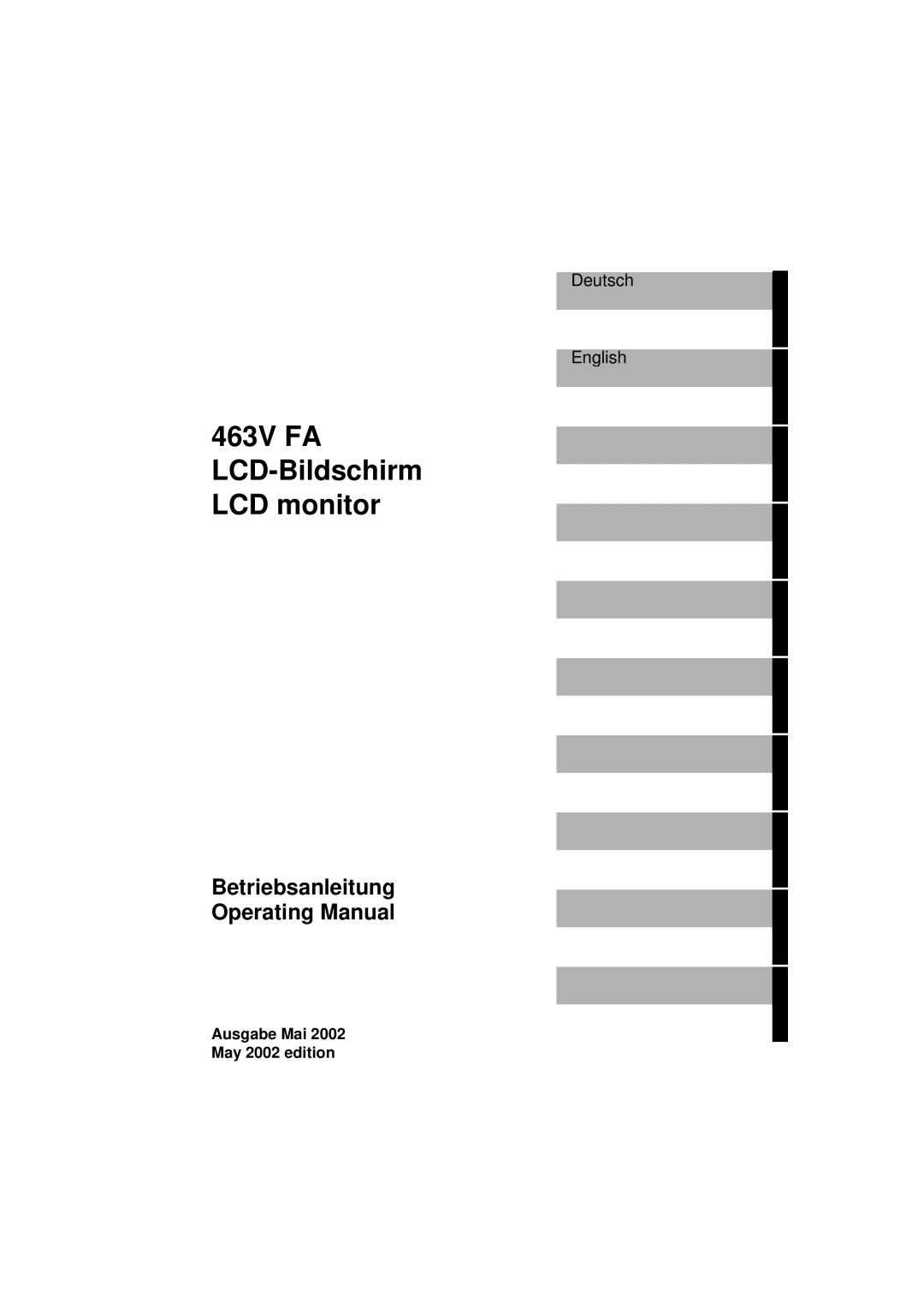 Siemens manual 463V FA LCD-Bildschirm LCD monitor, Betriebsanleitung Operating Manual 