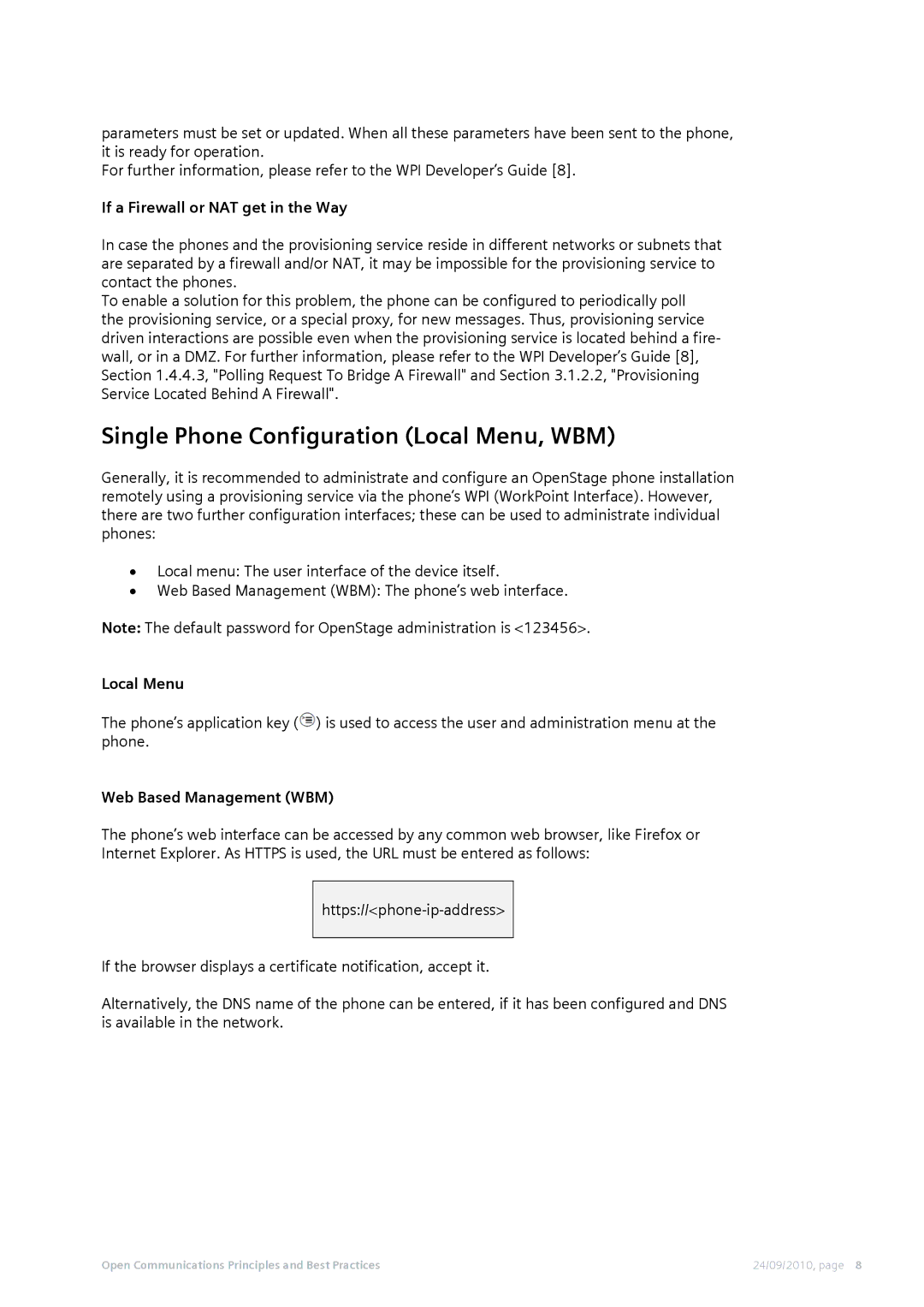 Siemens 50 manual Single Phone Configuration Local Menu, WBM, If a Firewall or NAT get in the Way, Web Based Management WBM 