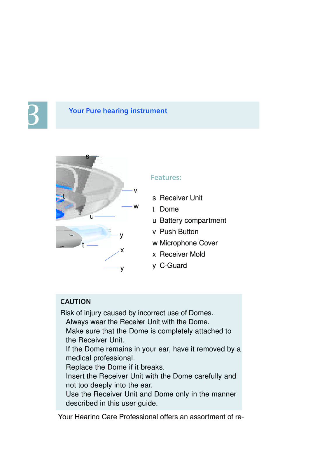 Siemens 500, 700 manual Your Pure hearing instrument, Features 