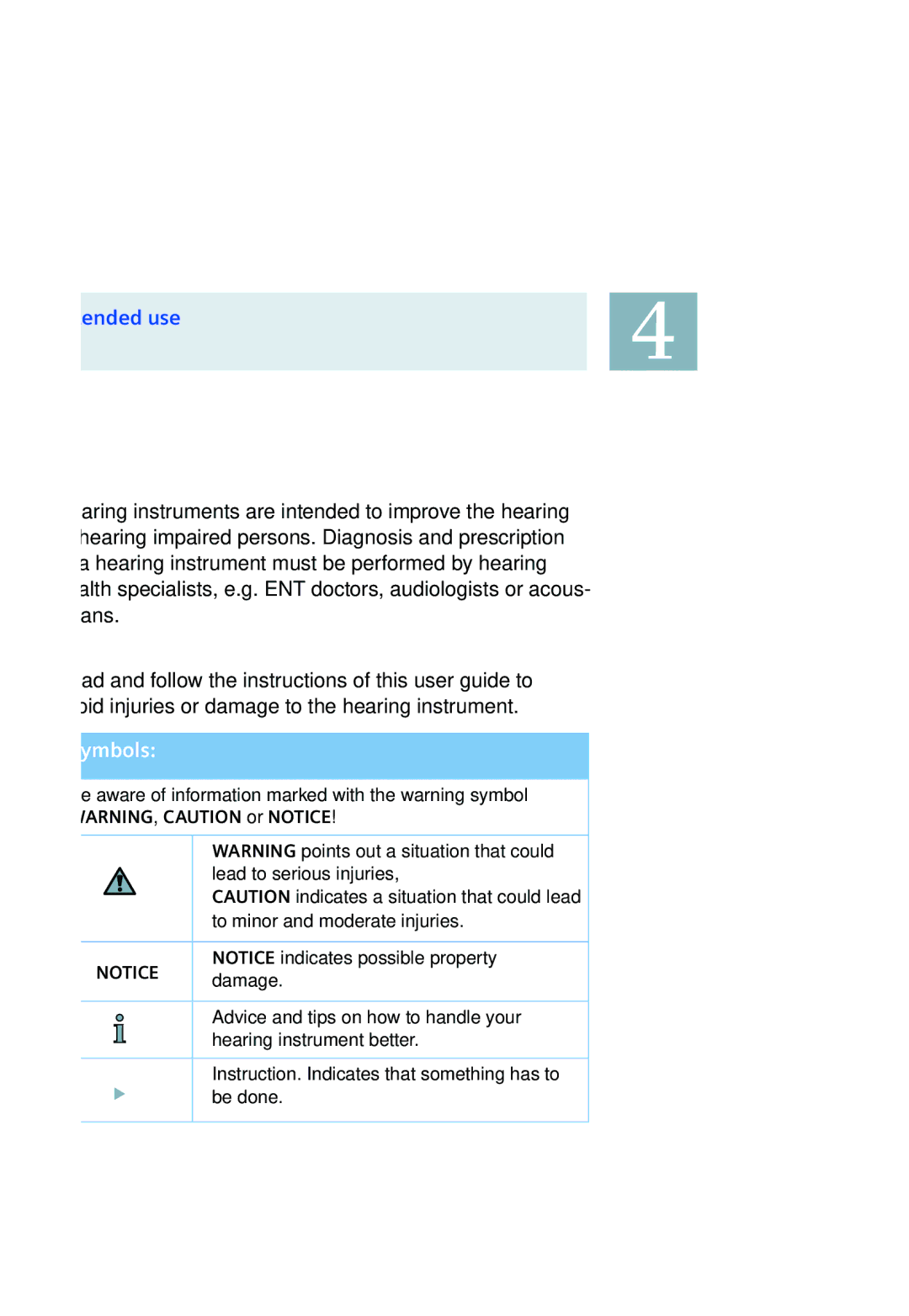 Siemens 700, 500 manual Intended use, Symbols 