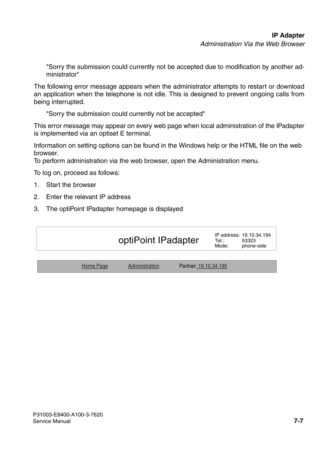 Siemens 500 service manual OptiPoint IPadapter Tel 