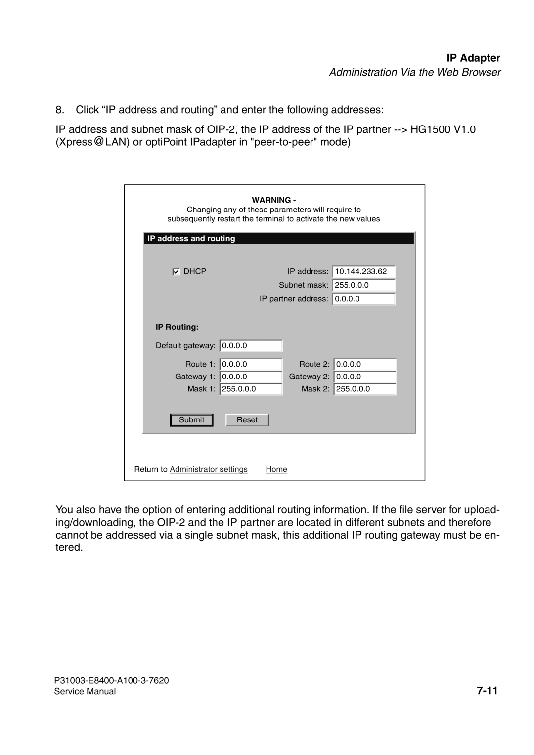 Siemens 500 service manual IP address and routing 