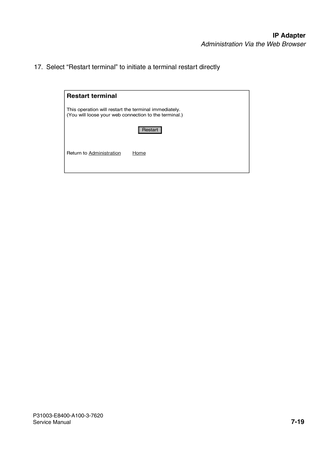 Siemens 500 service manual Restart terminal 