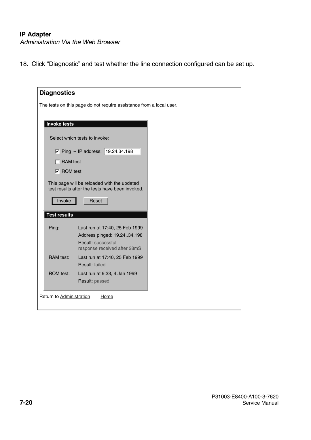 Siemens 500 service manual Diagnostics, Invoke tests 