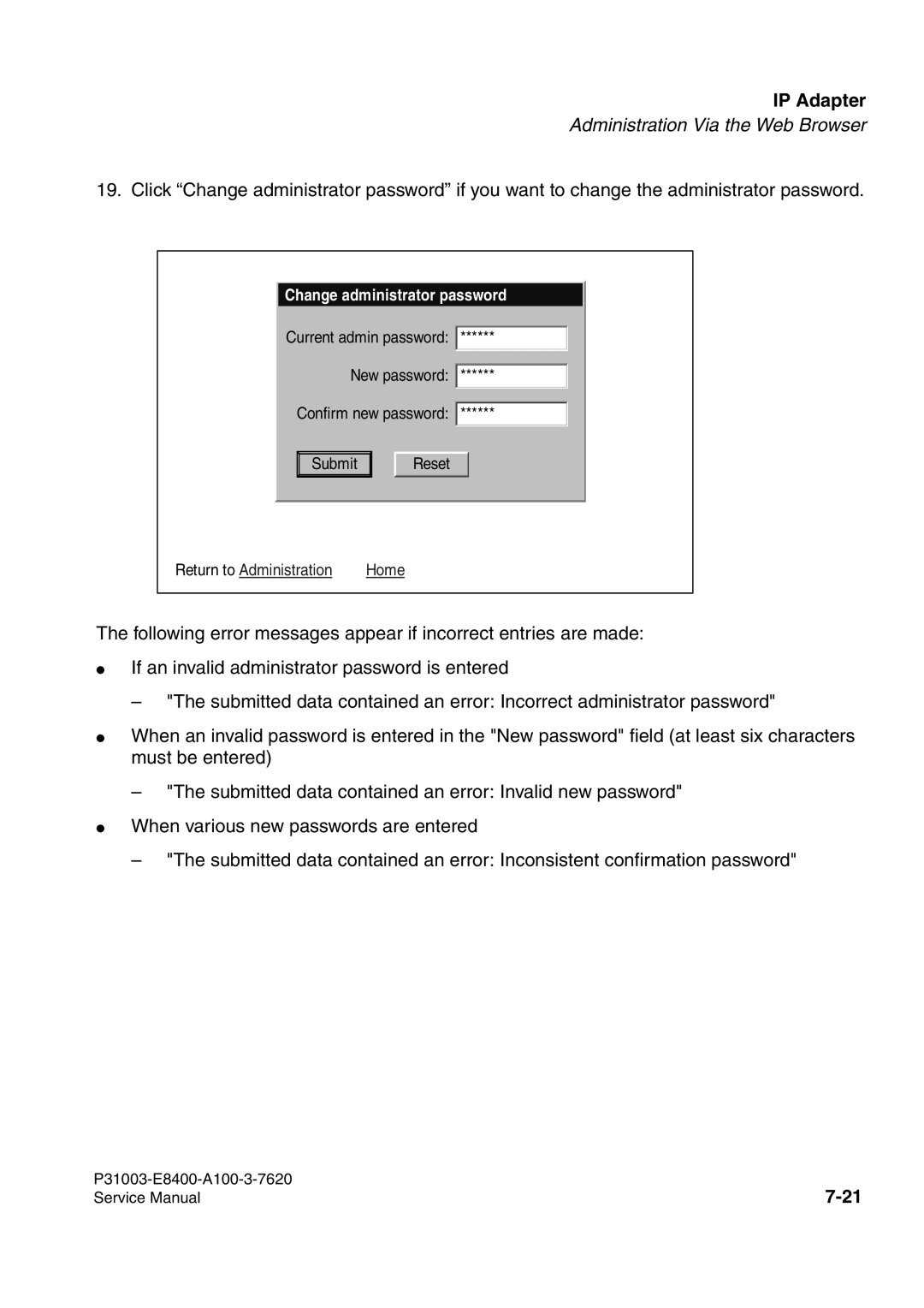 Siemens 500 service manual Change administrator password 