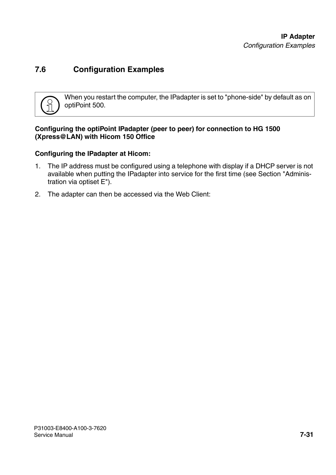 Siemens 500 service manual Configuration Examples 