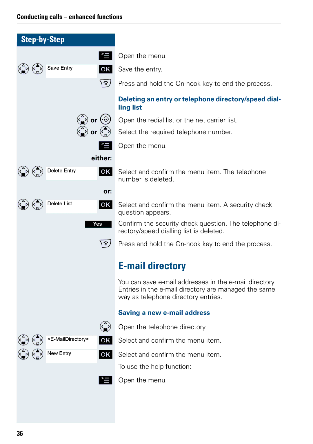 Siemens 500 manual Mail directory, Saving a new e-mail address 