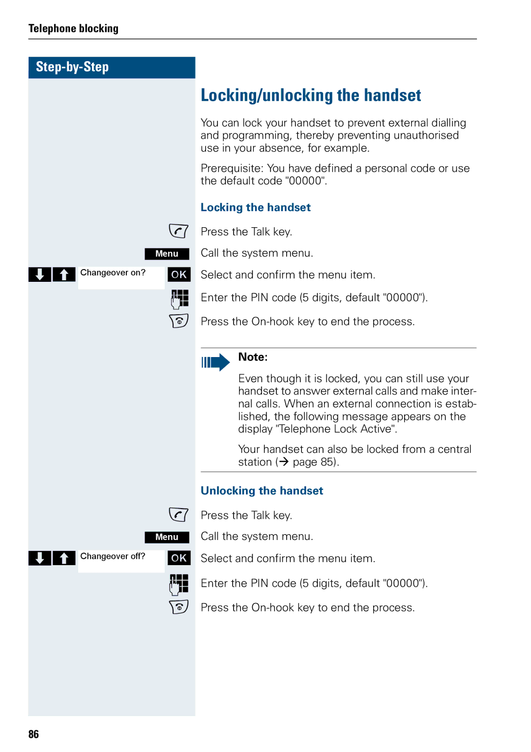 Siemens 500 manual Locking/unlocking the handset, Locking the handset, Unlocking the handset 