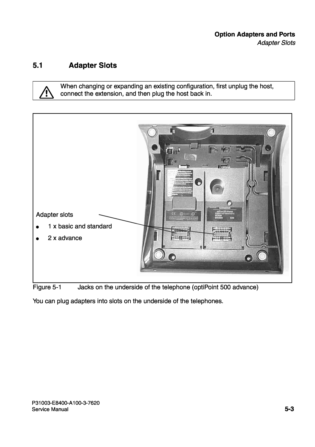 Siemens 500 service manual Adapter Slots, Option Adapters and Ports 