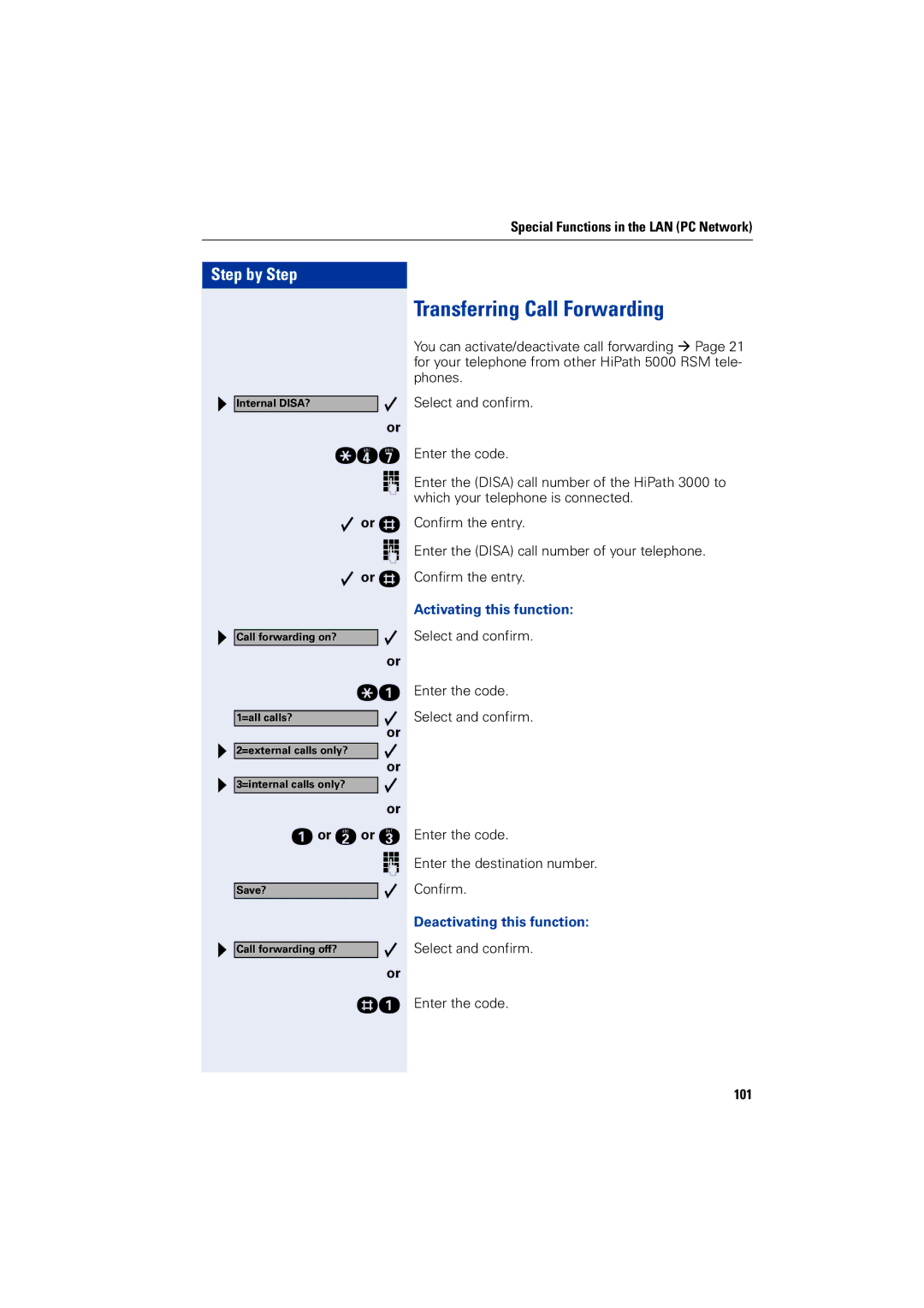 Siemens 5000 RSM operating instructions Transferring Call Forwarding, 101 