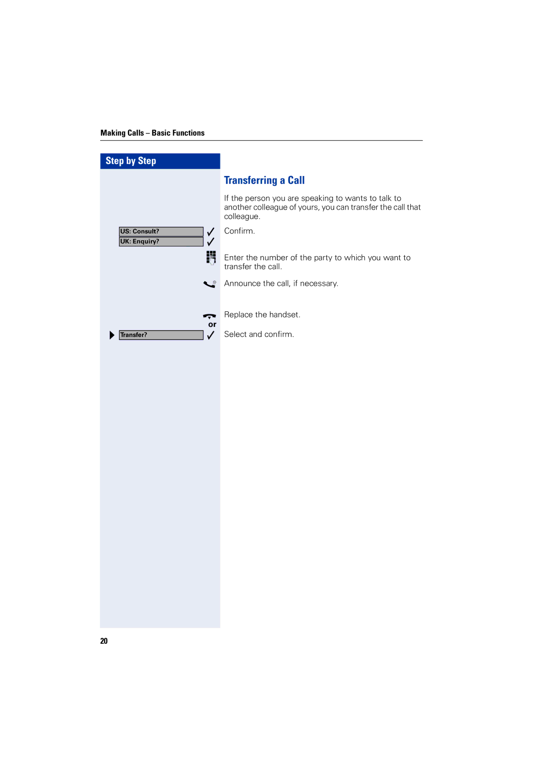 Siemens 5000 RSM operating instructions Transferring a Call 