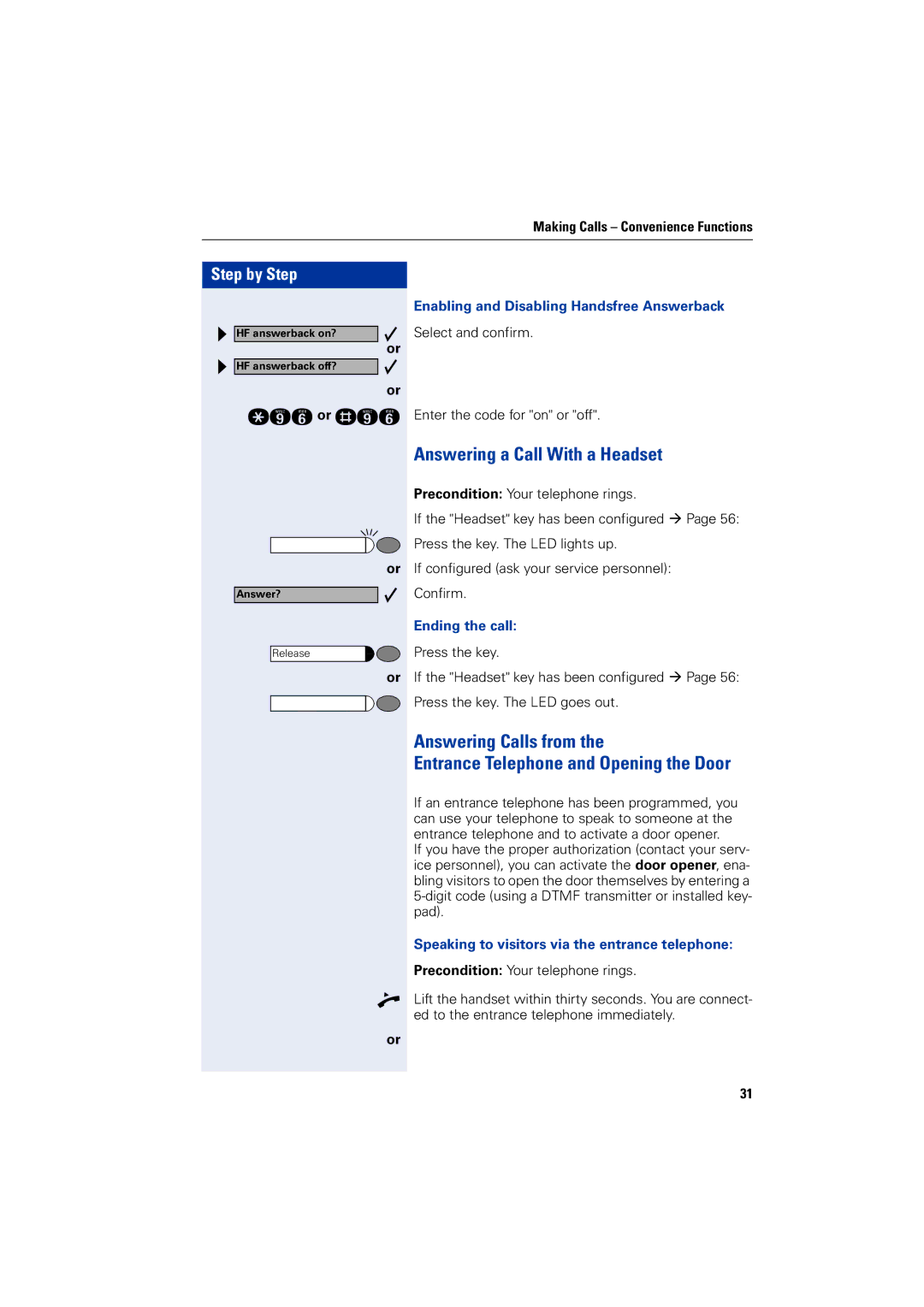 Siemens 5000 RSM operating instructions Answering a Call With a Headset, Answering Calls from, Qmj or rmj 