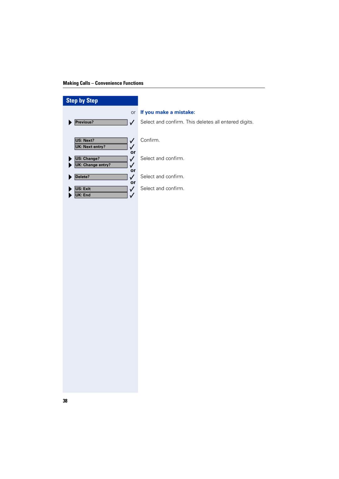 Siemens 5000 RSM operating instructions Select and confirm. This deletes all entered digits Confirm 