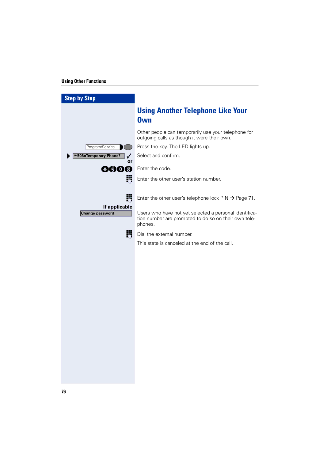 Siemens 5000 RSM operating instructions Using Another Telephone Like Your Own, If applicable 