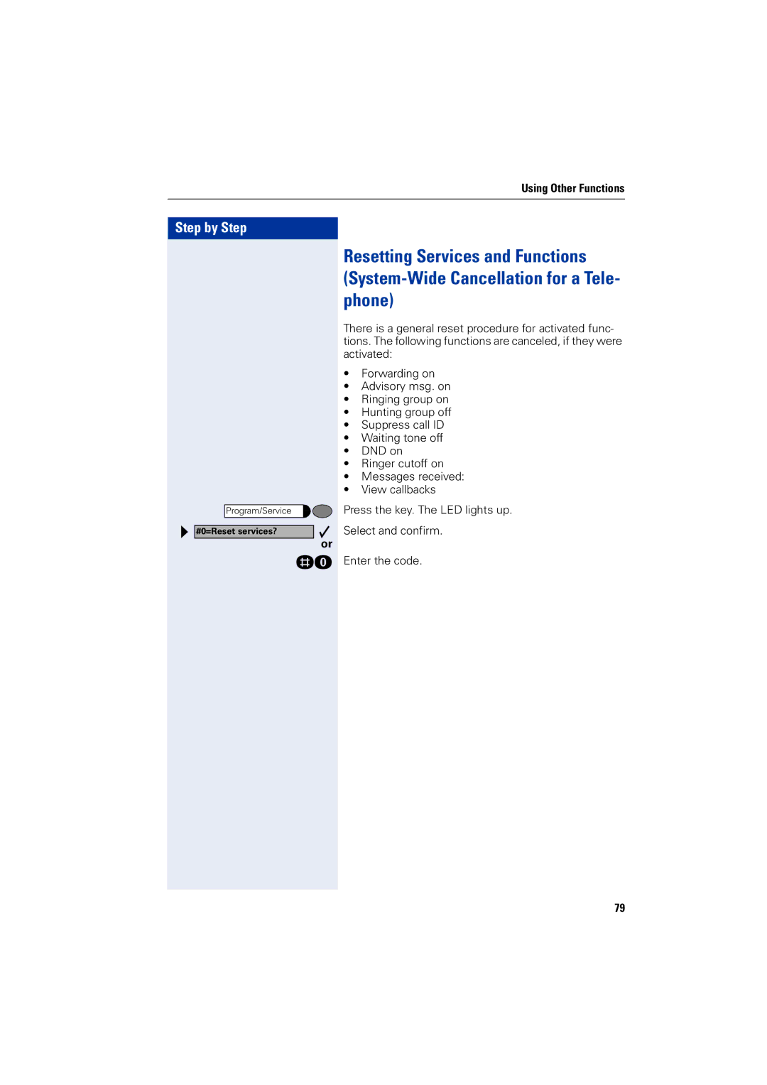 Siemens 5000 RSM operating instructions #0=Reset services? 