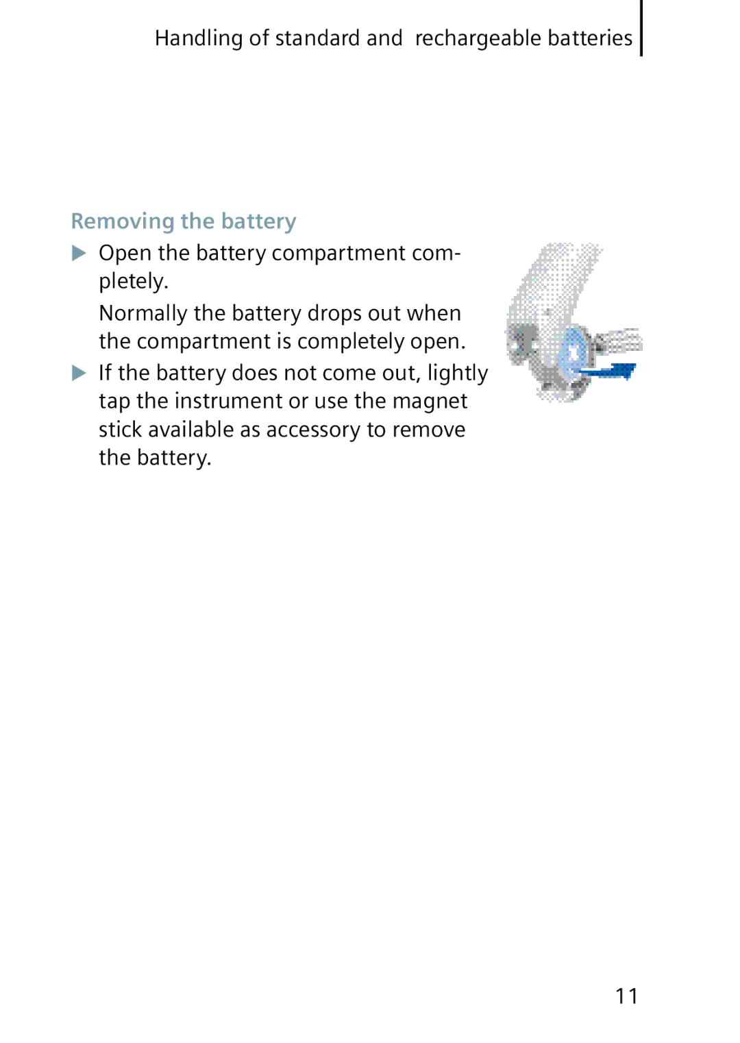 Siemens 701, 501 manual Removing the battery 