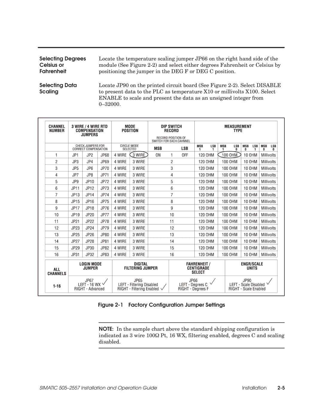 Siemens 505-2557 installation and operation guide Selecting Degrees, Celsius or, Fahrenheit, Selecting Data, Scaling 