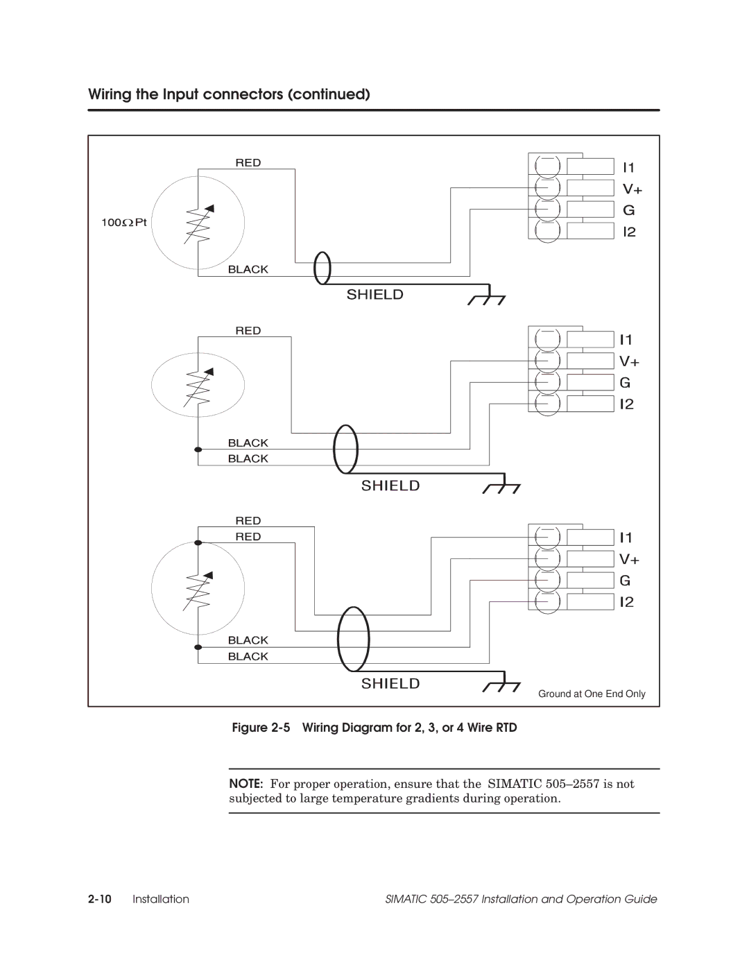 Siemens 505-2557 installation and operation guide Wiring Diagram for 2, 3, or 4 Wire RTD 