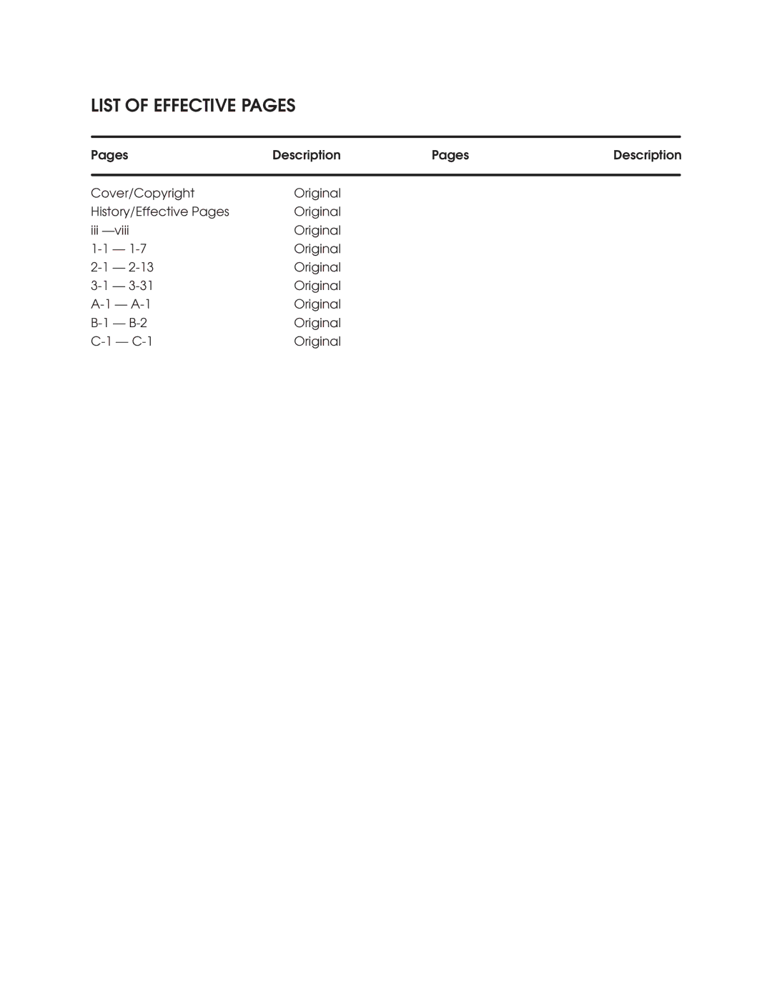 Siemens 505-2557 installation and operation guide List of Effective Pages 