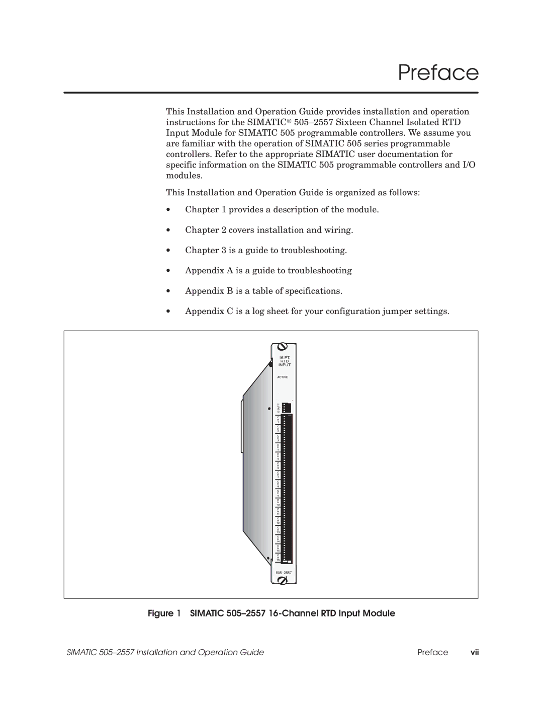 Siemens 505-2557 installation and operation guide Preface 