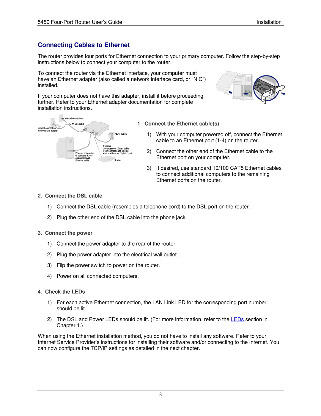 Siemens 5450 manual Connecting Cables to Ethernet, Connect the Ethernet cables 