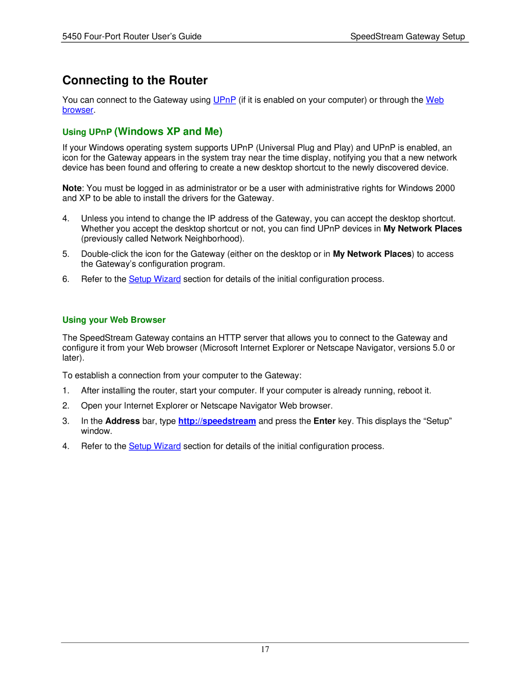 Siemens 5450 manual Connecting to the Router, Using your Web Browser 