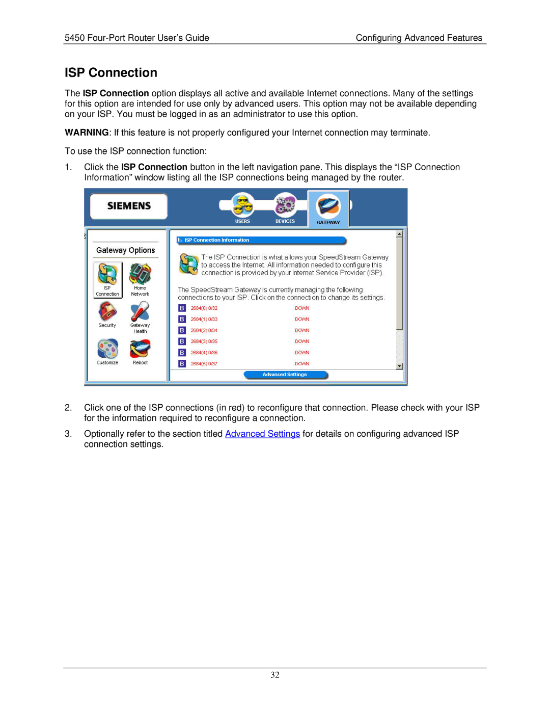 Siemens 5450 manual ISP Connection 