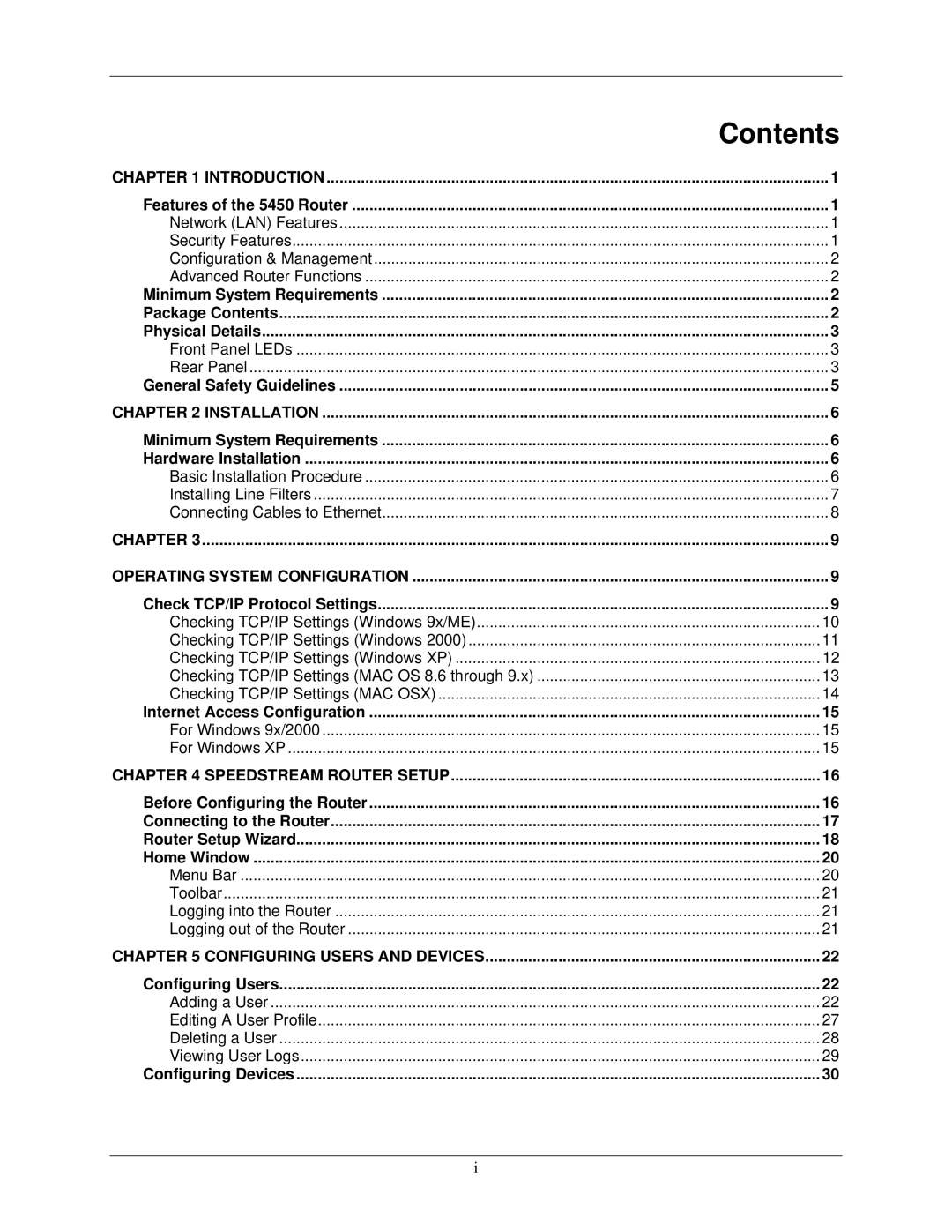 Siemens 5450 manual Contents 