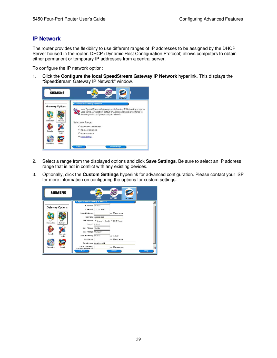 Siemens 5450 manual IP Network 