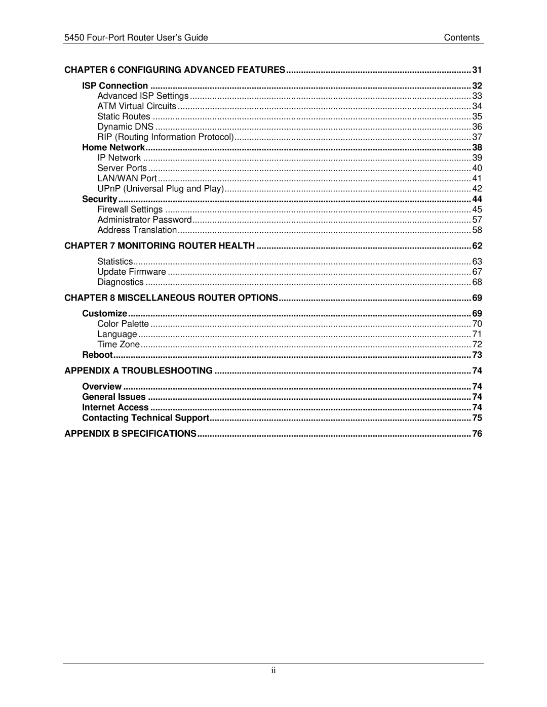 Siemens 5450 manual Four-Port Router User’s Guide Contents 