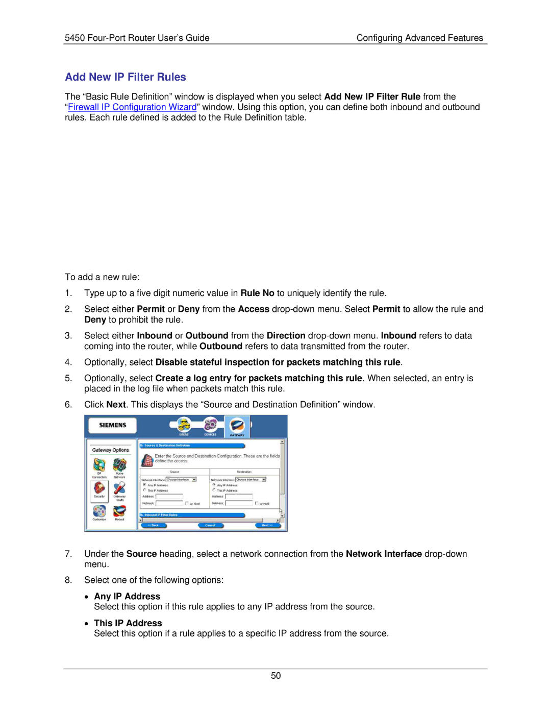 Siemens 5450 manual Any IP Address, This IP Address 