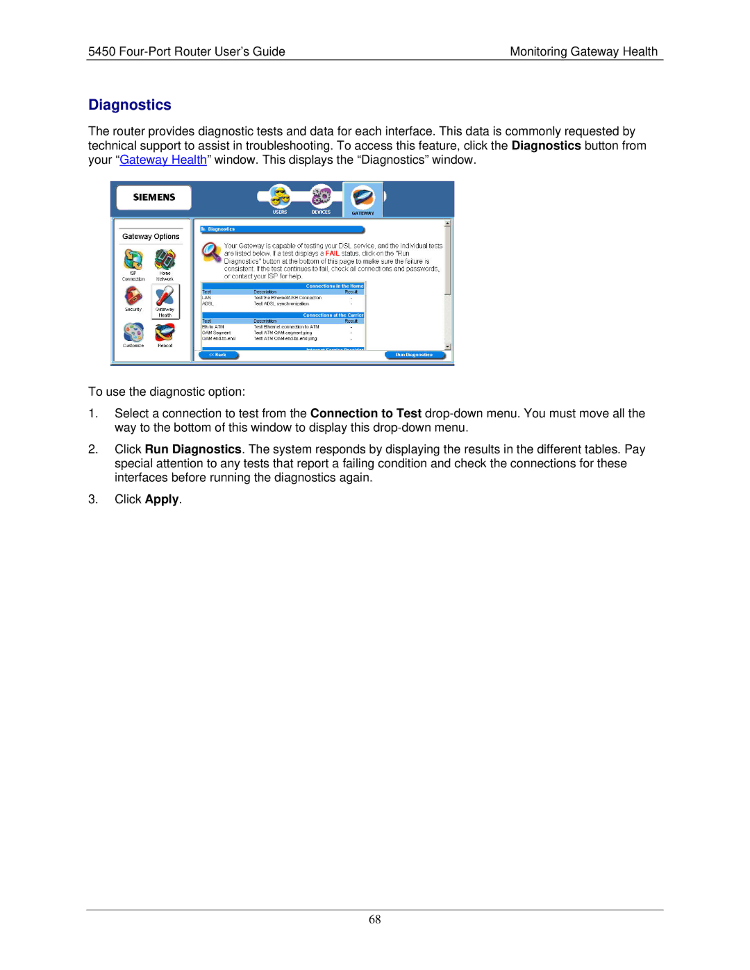 Siemens 5450 manual Diagnostics 